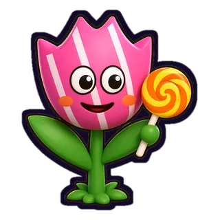 Treatbloom: a smiling candy-striped pink tulip